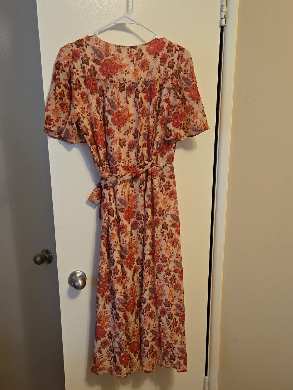 Sezane Sarah Pink Floral Midi Wrap Dress - Picture 12 of 15